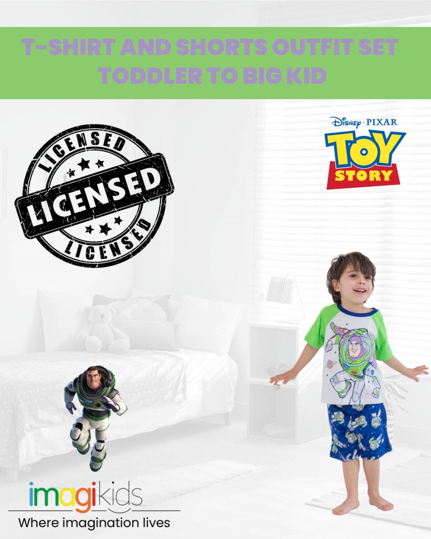Disney Toy Story Buzz Lightyear T-Shirt and French Terry Shorts Outfit Set