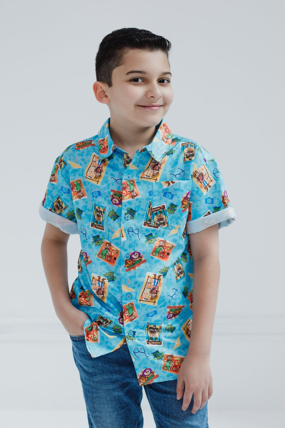 Disney Toy Story Hawaiian Button Down Dress Shirt - imagikids