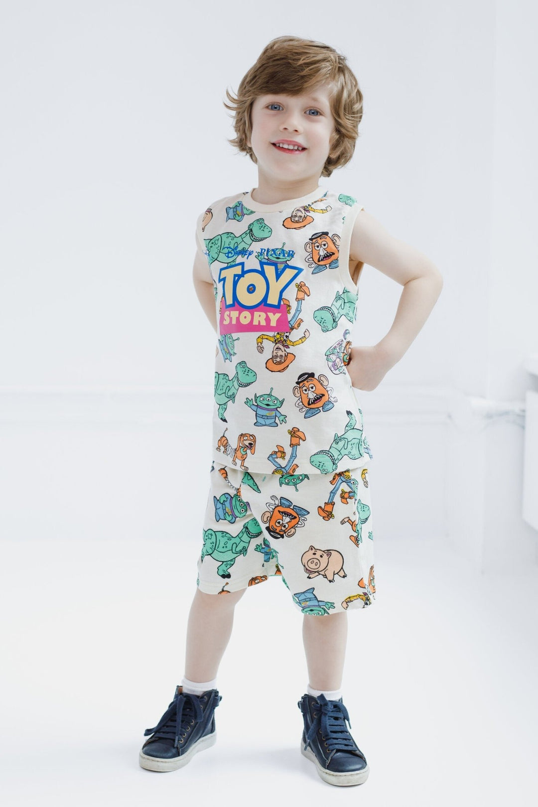 Disney Toy Story T - Shirt Tank Top and French Terry Shorts 3 Piece Outfit Set - imagikids