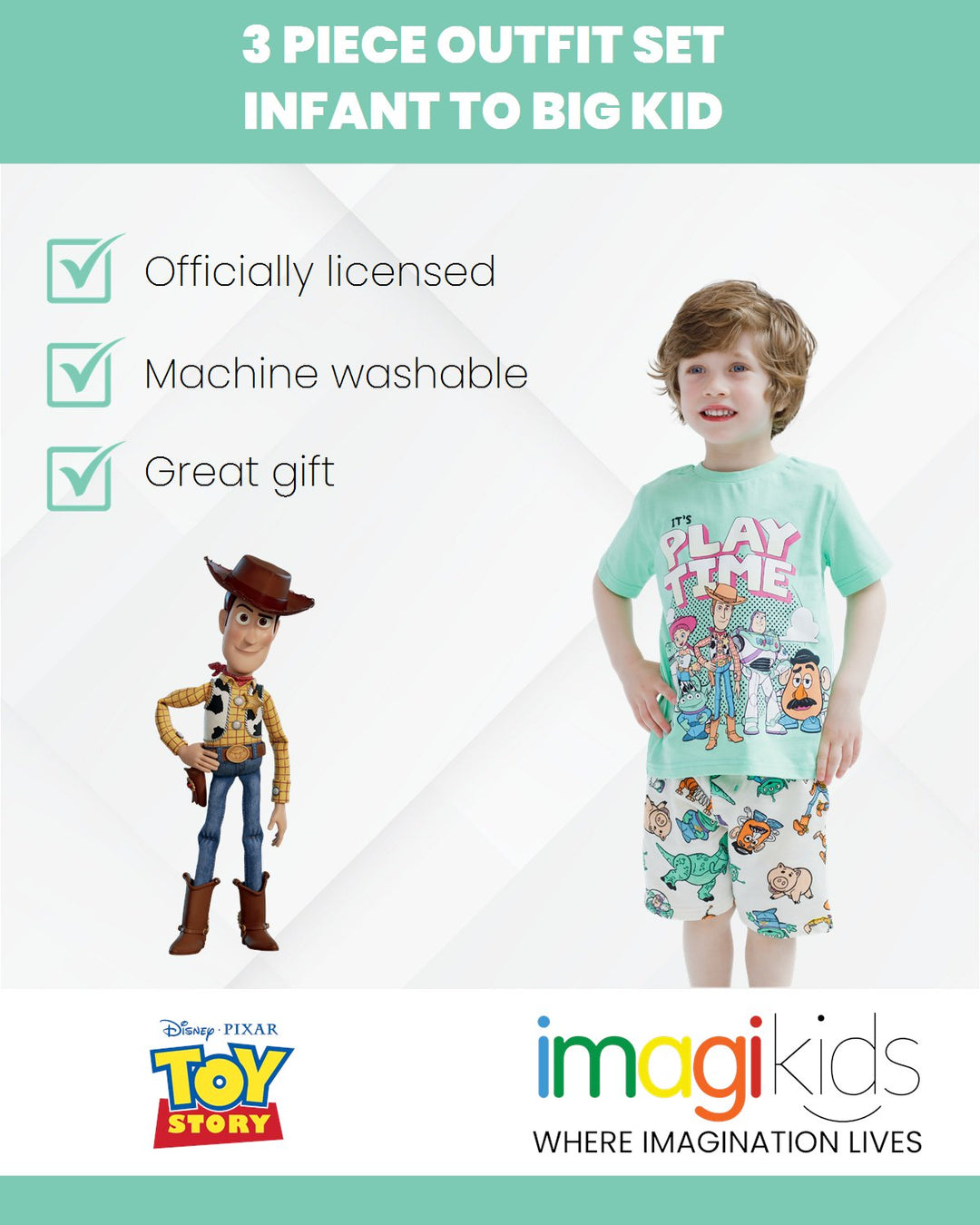 Disney Toy Story T - Shirt Tank Top and French Terry Shorts 3 Piece Outfit Set - imagikids