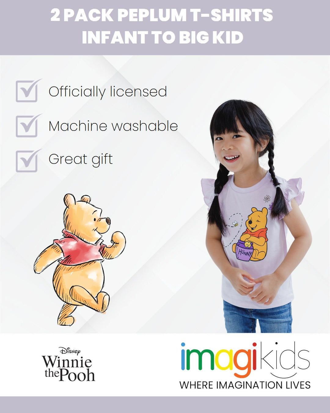 Disney Winnie the Pooh 2 Pack Peplum T - Shirts - imagikids