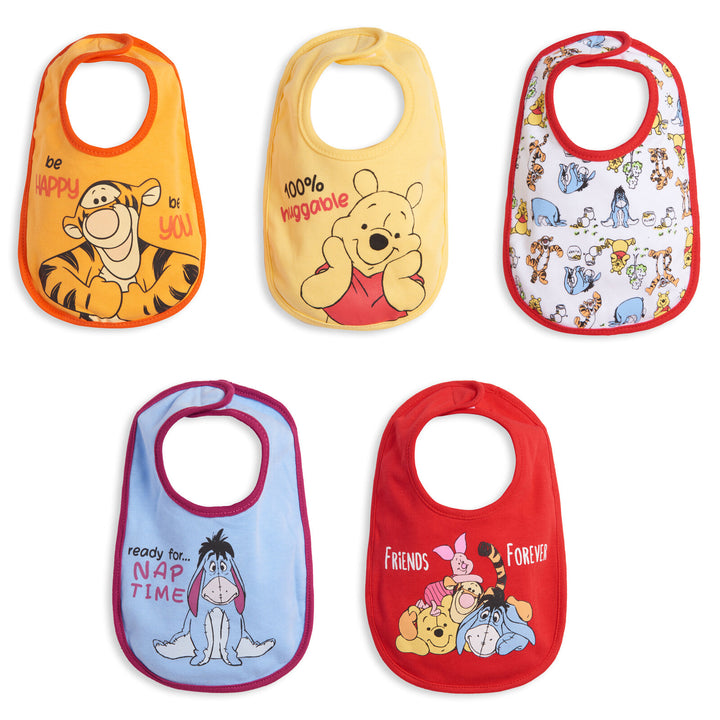 Winnie the Pooh 5 Pack Bibs