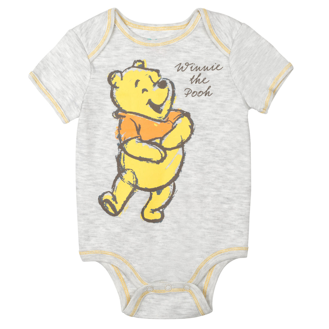 Winnie the Pooh 4 Piece Outfit Set: Bodysuit Pants Bib Hat