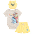 Disney Winnie the Pooh Bodysuit, Shorts and Baseball Cap 3 Piece Outfit Set