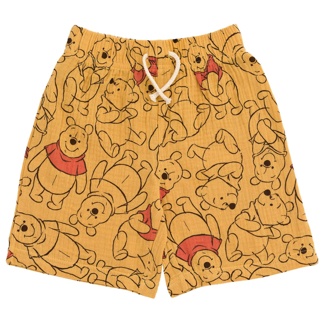 Disney Winnie the Pooh Cotton Gauze Hawaiian Button Down Shirt and Shorts Outfit Set - imagikids