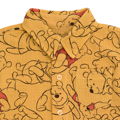 Disney Winnie the Pooh Cotton Gauze Hawaiian Button Down Shirt and Shorts Outfit Set - imagikids