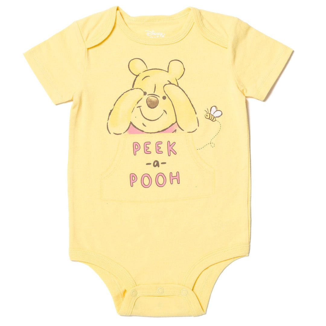 Disney Winnie the Pooh Mickey Mouse 4 Pack Cuddly Snap Bodysuits - imagikids