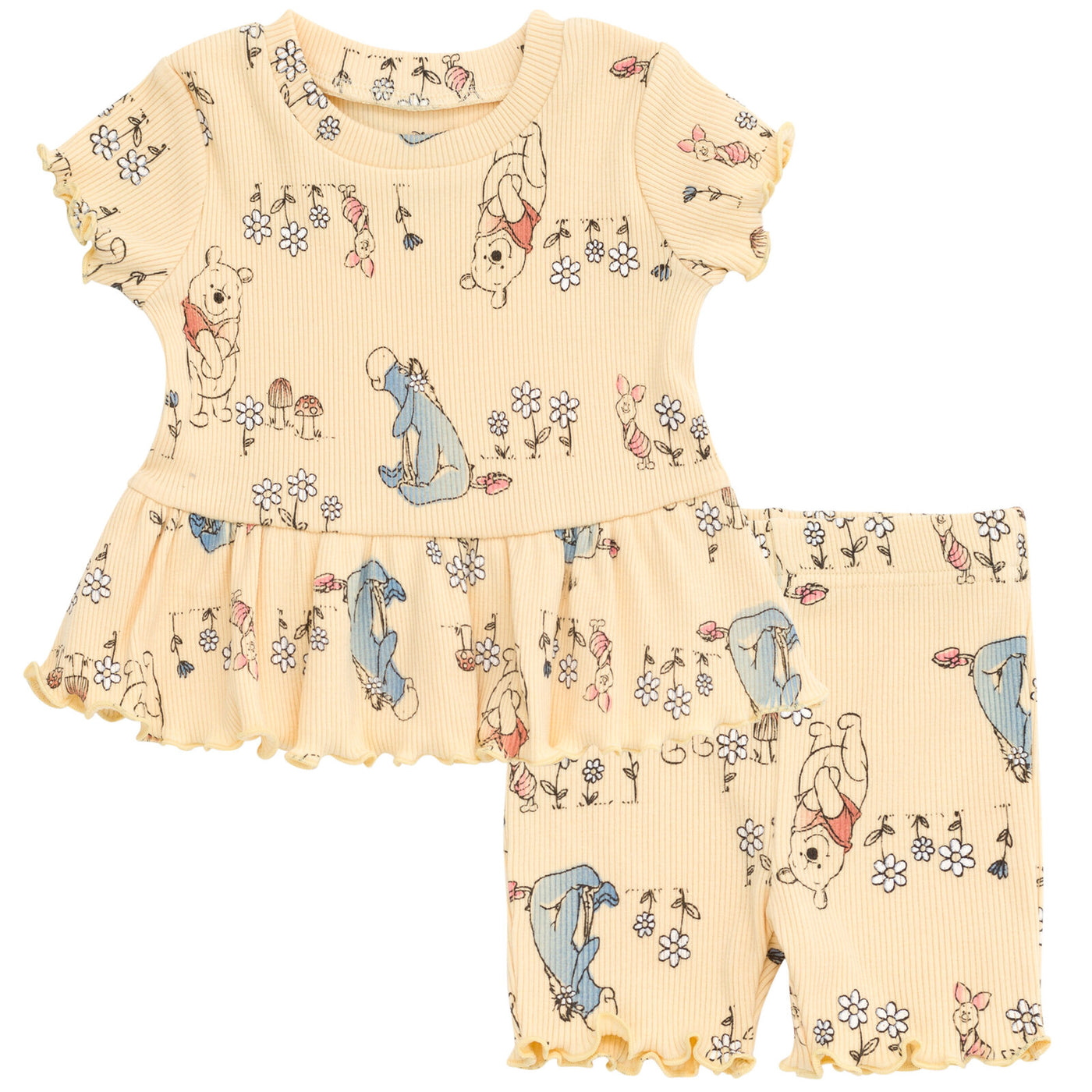 Disney Winnie the Pooh Peplum T-Shirt and Bike Shorts Outfit Set