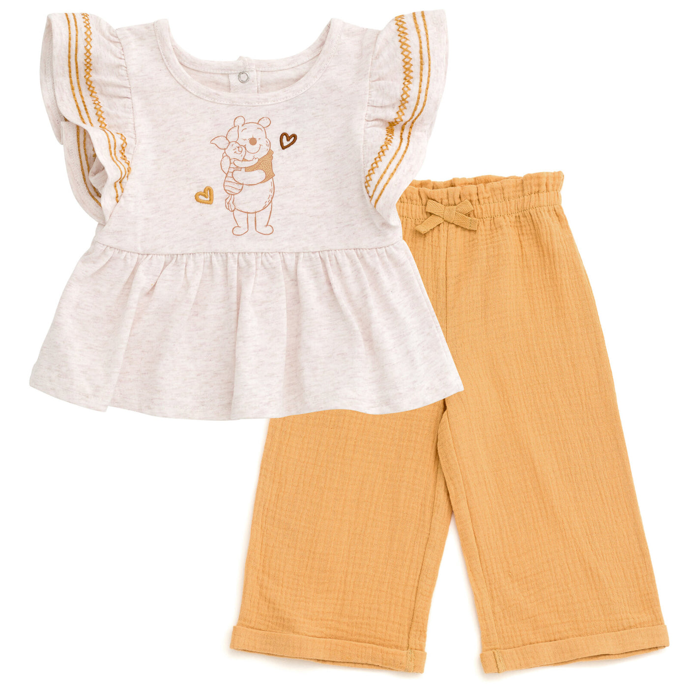 Disney Winnie the Pooh Peplum Tank Top and Cotton Gauze Pants Outfit Set