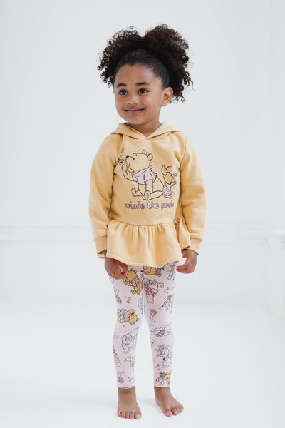 Disney Winnie the Pooh Pullover Peplum Fleece Hoodie and Leggings Outfit Set