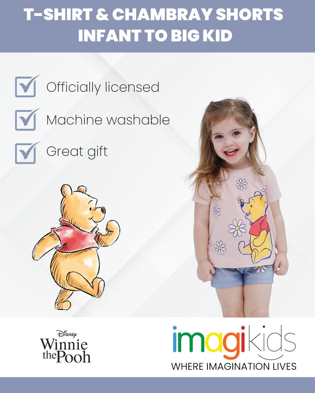 Disney Winnie the Pooh T-Shirt and Chambray Shorts Outfit Set - imagikids