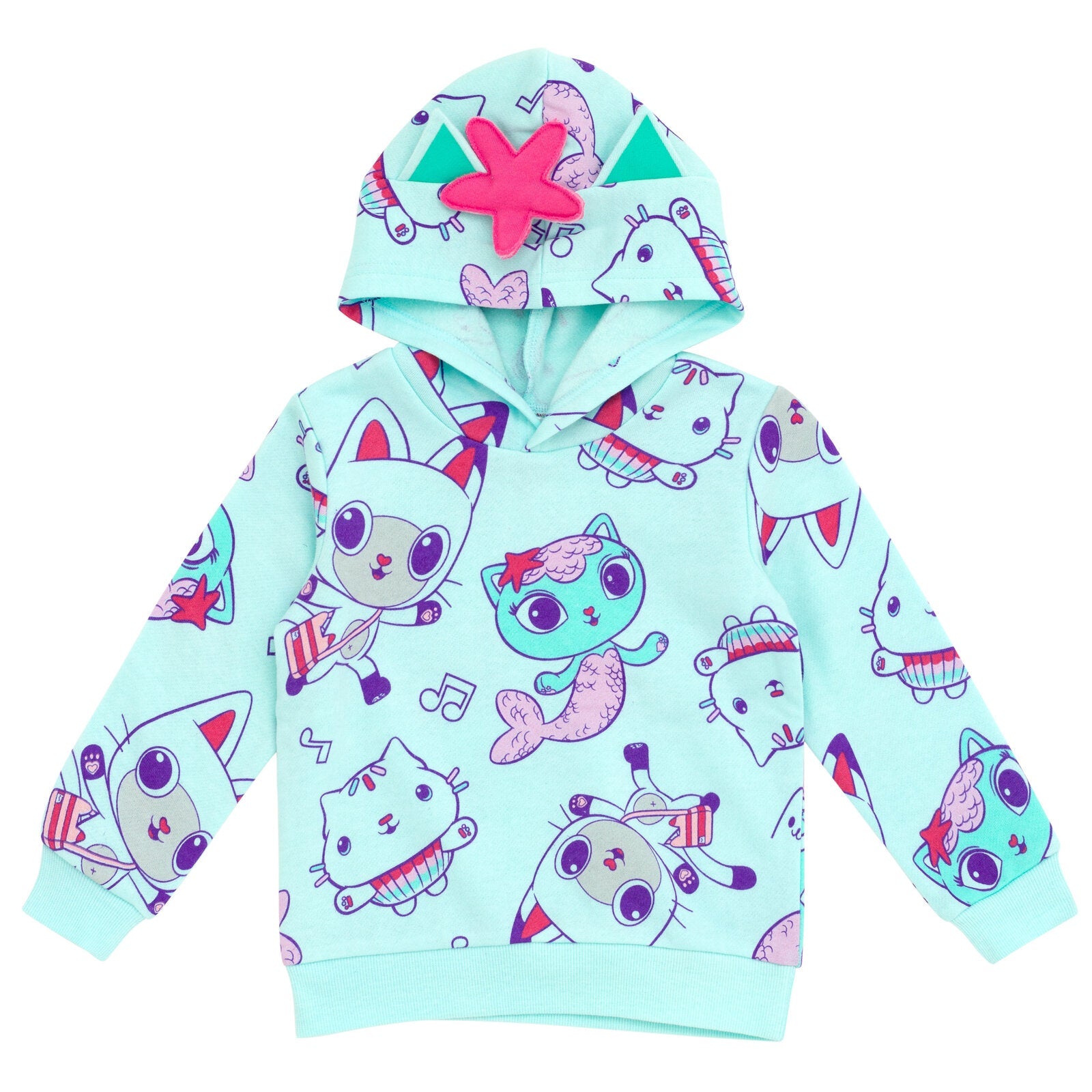 Dreamworks Gabby's Dollhouse Pandy Paws Cakey Cat MerCat Girls Fleece ...