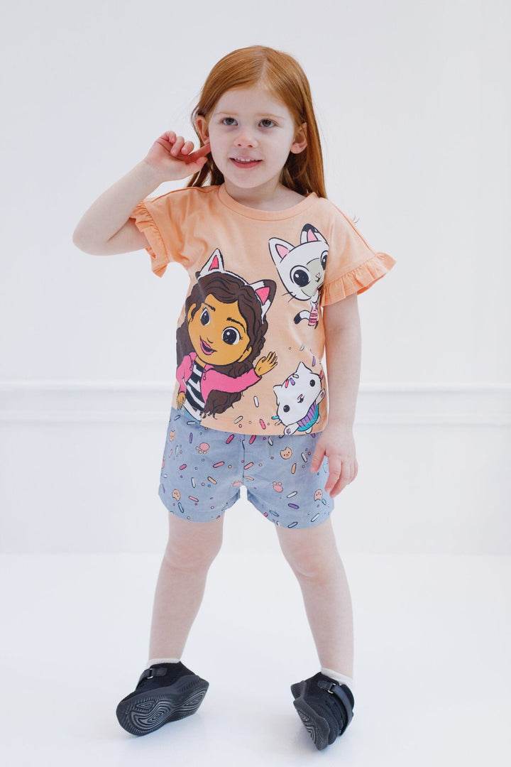 Dreamworks Gabby's Dollhouse T-Shirt and Chambray Shorts Outfit Set - imagikids