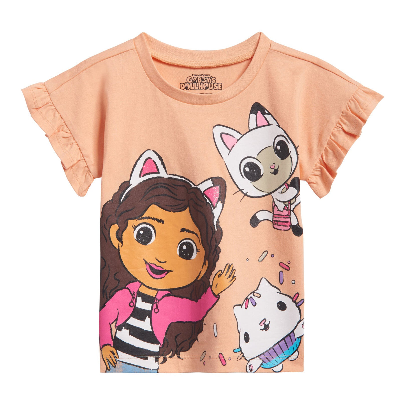 Dreamworks Gabby's Dollhouse T-Shirt and Chambray Shorts Outfit Set - imagikids