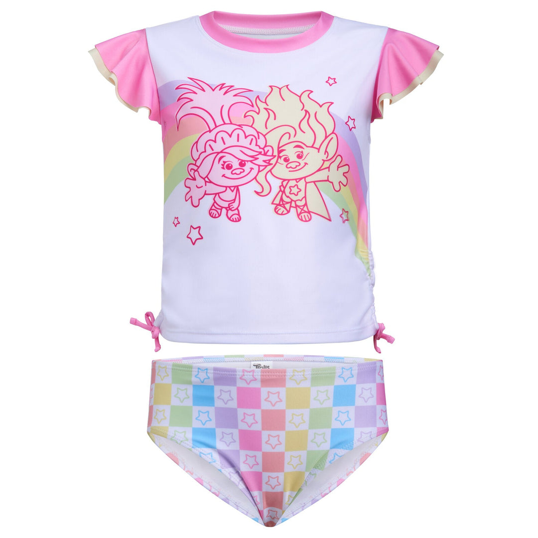 DreamWorks Trolls UPF 50+ Rash Guard and Bikini Bottom Swimsuit Set - imagikids