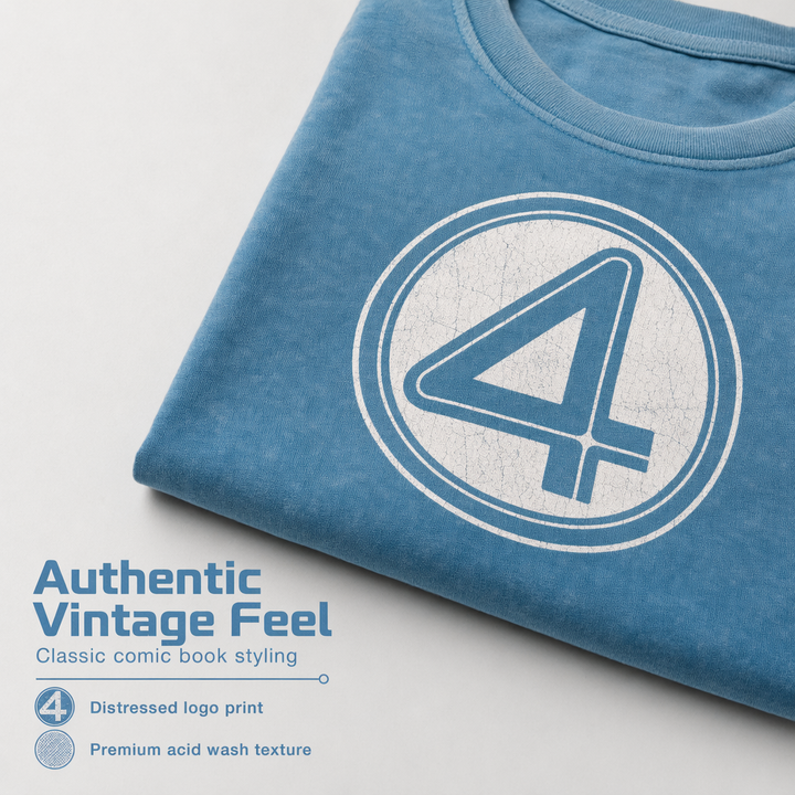 Marvel Fantastic Four Boys' Cosplay Short Sleeve T-Shirt Wash Blue 4