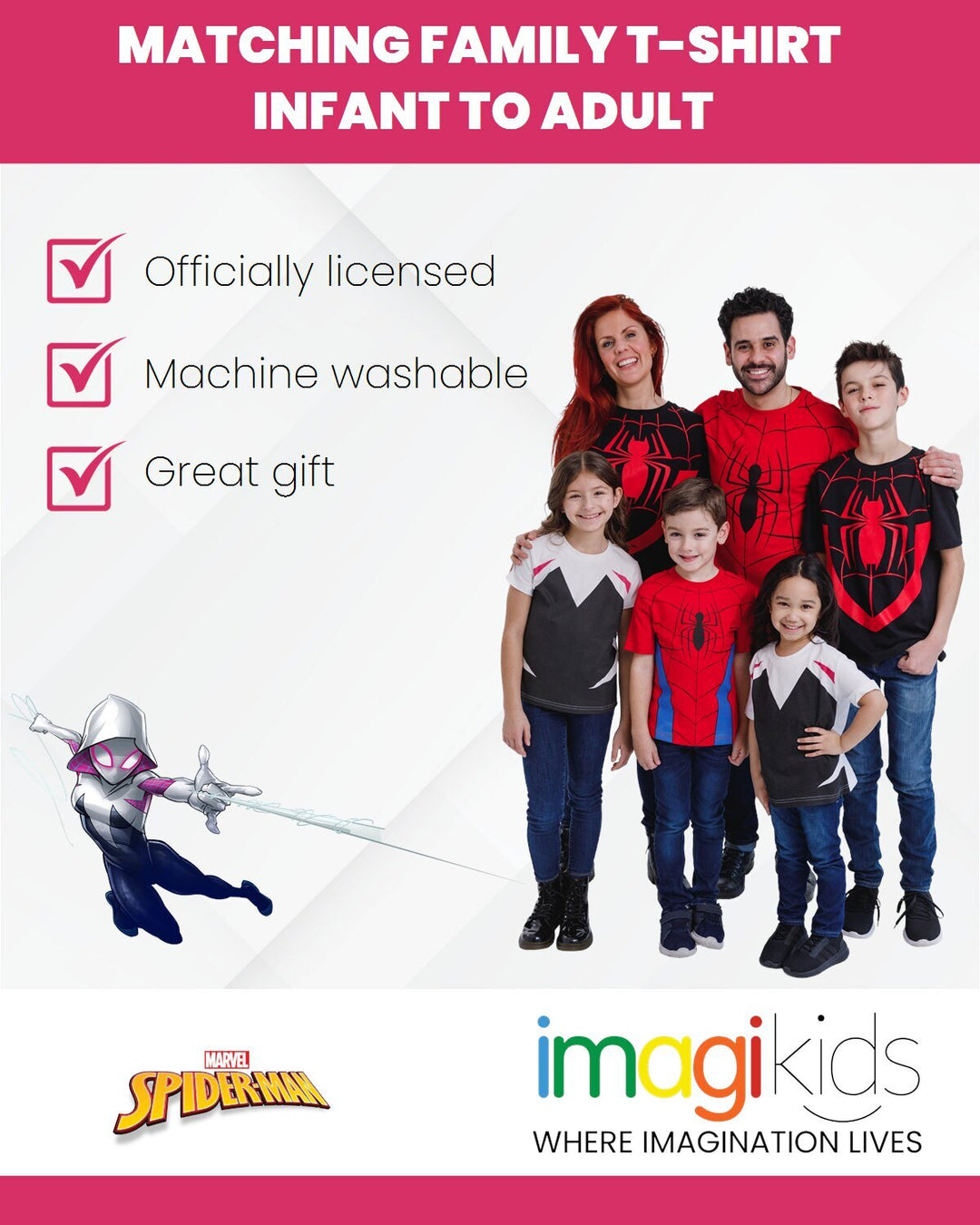 Marvel Spider-Verse Girls' Cosplay Short Sleeve T-Shirt Classic Ghost