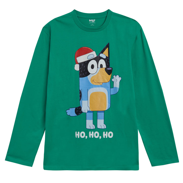 Bluey Bandit Dad Men's Christmas Long Sleeve Tee Forest Green