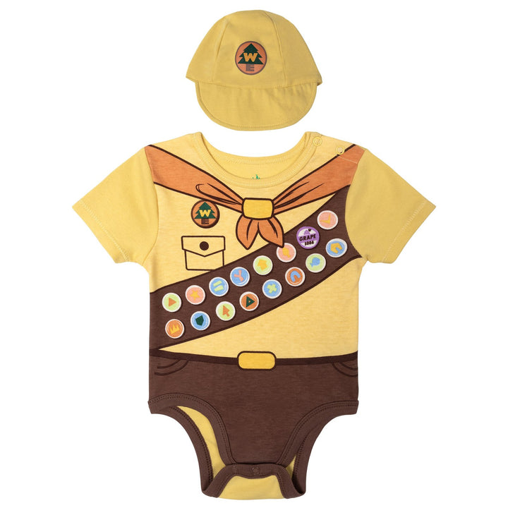 Disney Up Baby Boys' 2-Piece Cosplay Bodysuit and Hat Set Tan Yellow Russell