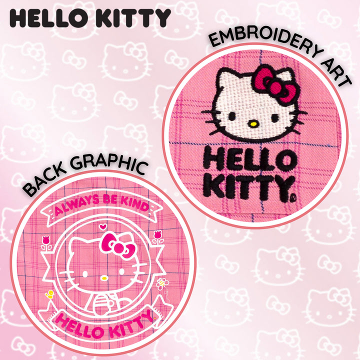 Hello Kitty Girls' Long-Sleeve Flannel Button-Down Shirt Pink