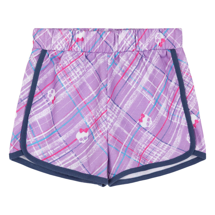 Monster High Girls' 2-Piece Tee and Dolphin Shorts Set Slate Blue Lilac