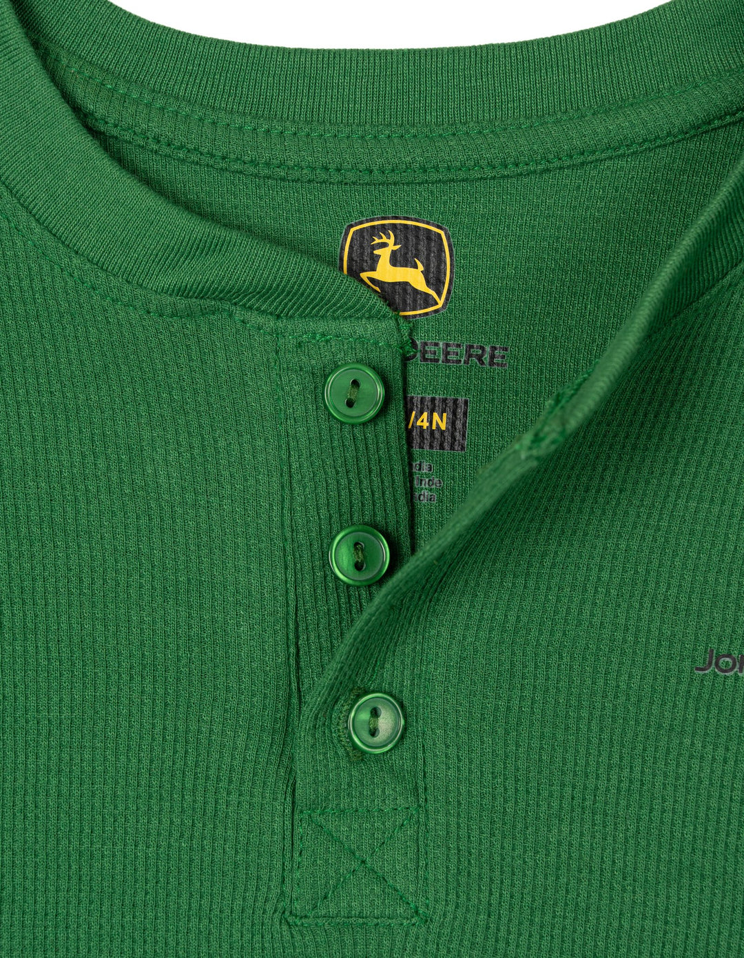 John Deere Boys' Waffle Knit Henley Shirt Classic Green