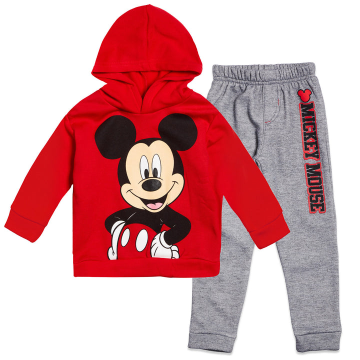 Disney Mickey Mouse Boys' Fleece 2-Piece Hoodie and Pants Set Red Grey
