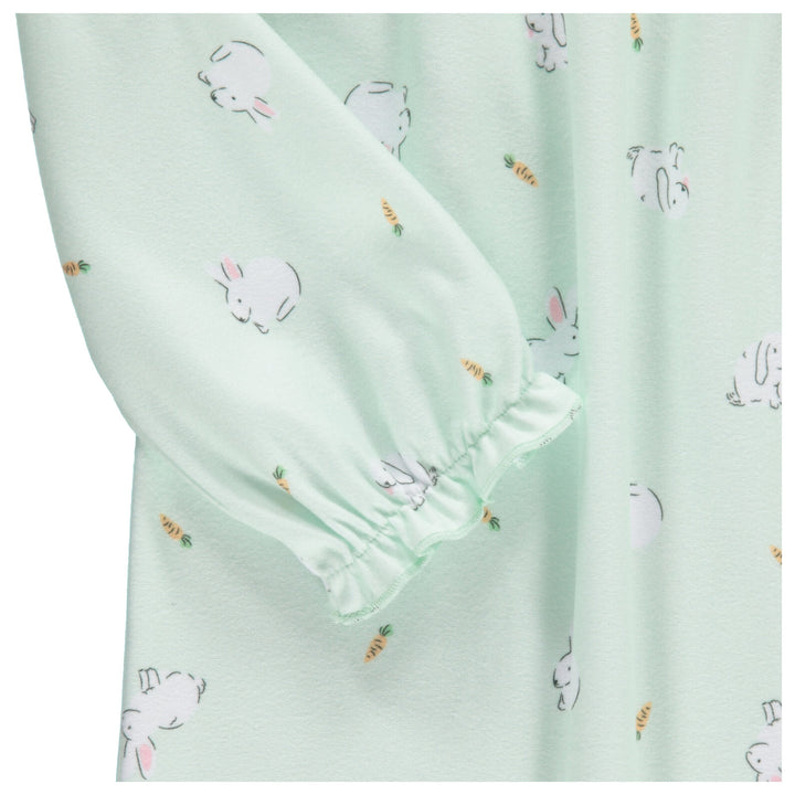 Dreamwave Girls' Long Sleeve Pajama Nightgown Mint Bunny Print