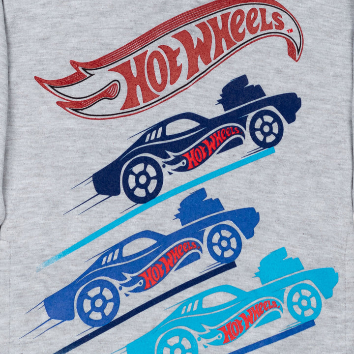 Hot Wheels Toddler Boys' Fleece Hooded Sweatshirt Heather Grey Cars