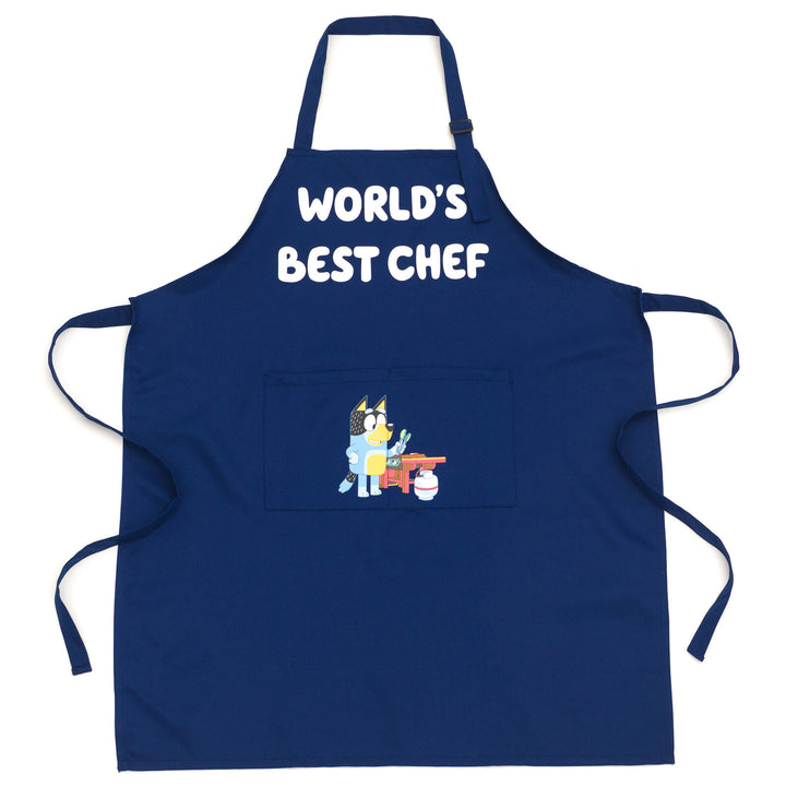 Bluey Adult Men or Women 2-Piece Apron and Chef Hat Set Navy Blue Bandit