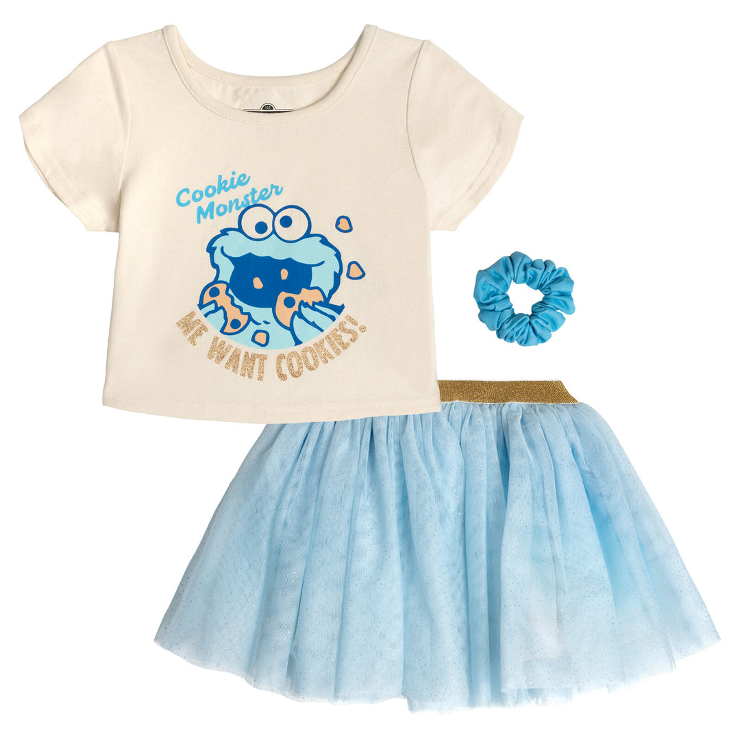 Sesame Street Cookie Monster Girls' T-Shirt and Tutu Skirt Set Blue