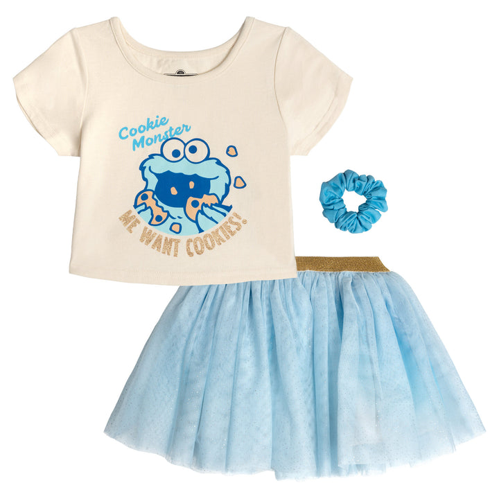Sesame Street Cookie Monster Girls' T-Shirt and Tutu Skirt Set Blue