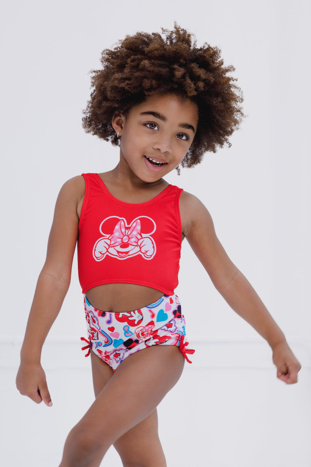 Minnie Mouse Girls' Sleeveless One Piece Bathing Suit Red Multi