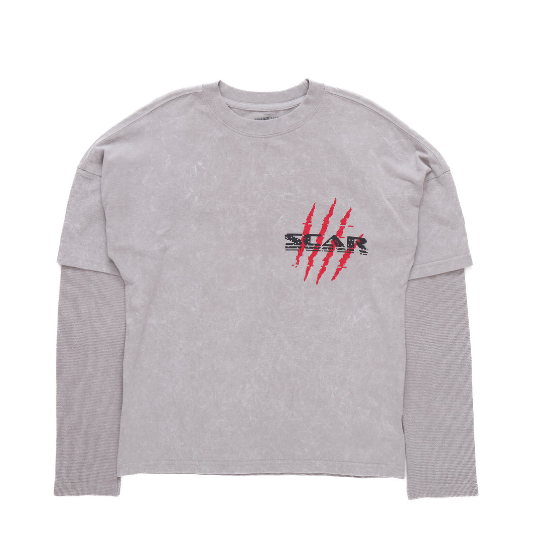Disney Lion King Scar Women's Long Sleeve Layered T-Shirt Grey Cloud