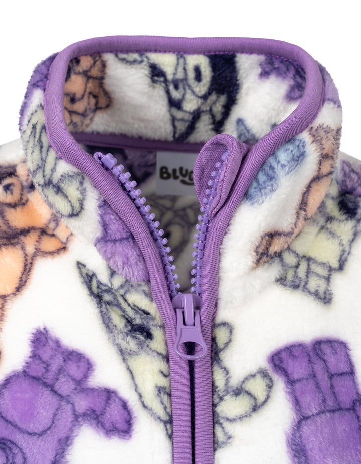 Bluey Girls' Plush Fleece Half-Zip Sweatshirt Bingo Cream
