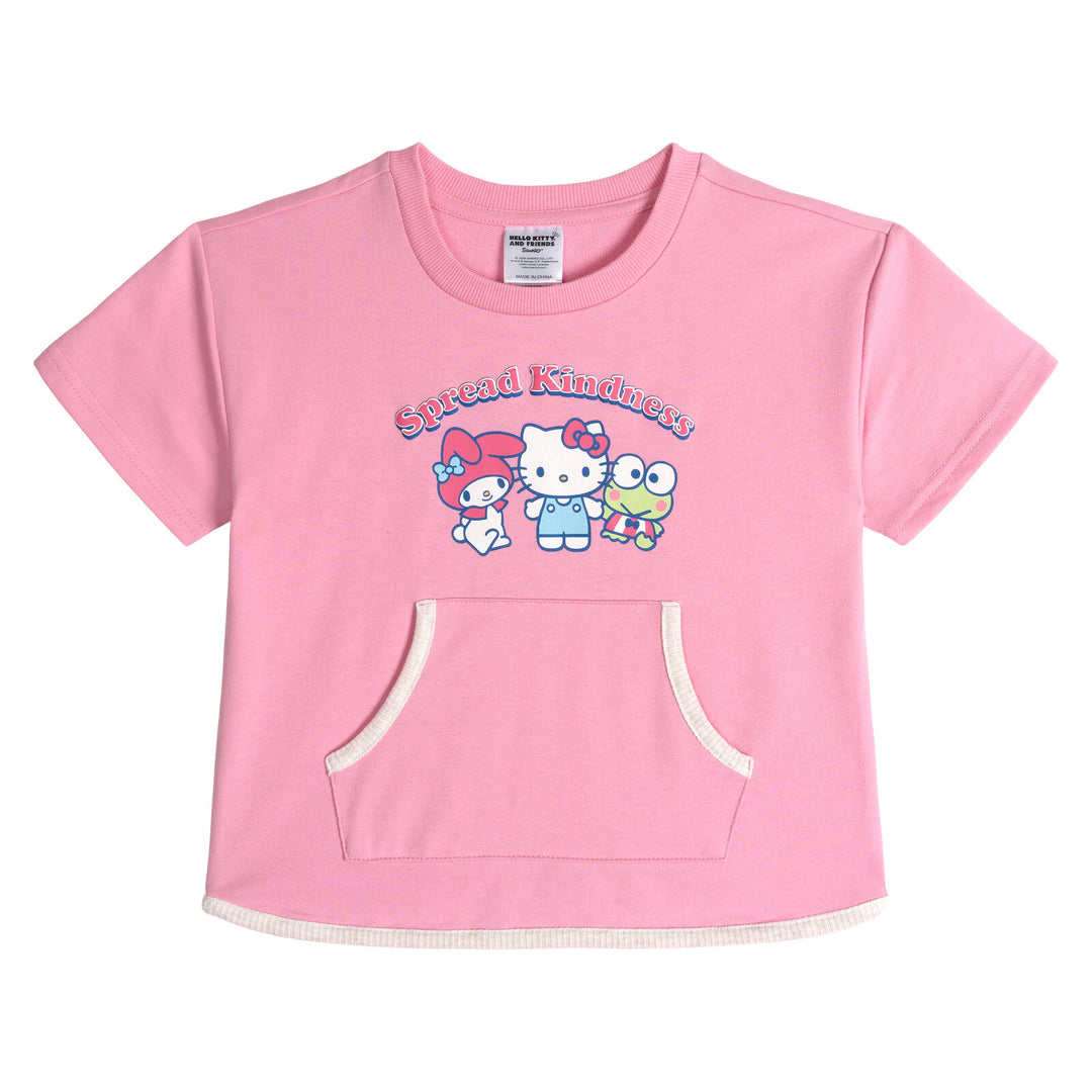 Hello Kitty Girls' 2-Piece T-Shirt and Pants Set Pink Oatmeal Heather