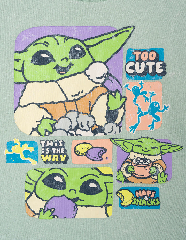 Star Wars The Mandalorian Grogu Girls' 2-Piece Mineral Wash T-Shirt and Skort Set Sage Green