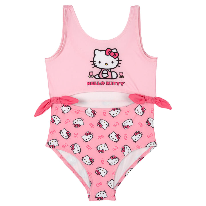 Hello Kitty Girls' Sleeveless One Piece Bathing Suit Blush