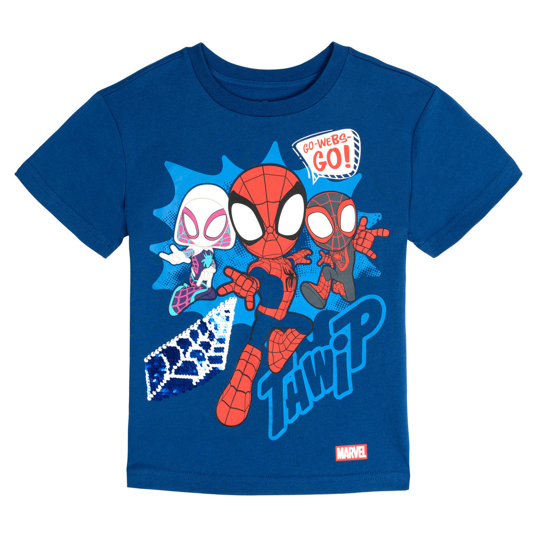 Marvel Spidey and His Amazing Friends Boys' Sequin T-Shirt Navy