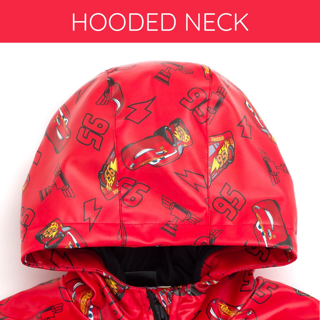 Cars Lightning McQueen Boys' Hooded Zip-Up Rain Jacket Red