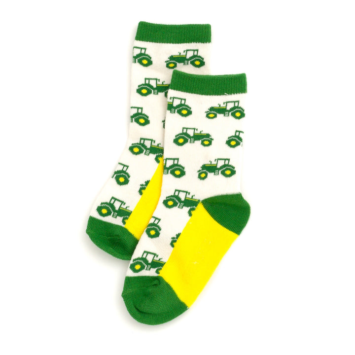 John Deere Boys' Non-Slip Grip 7-Pack Crew Socks Green Black Camo Multi