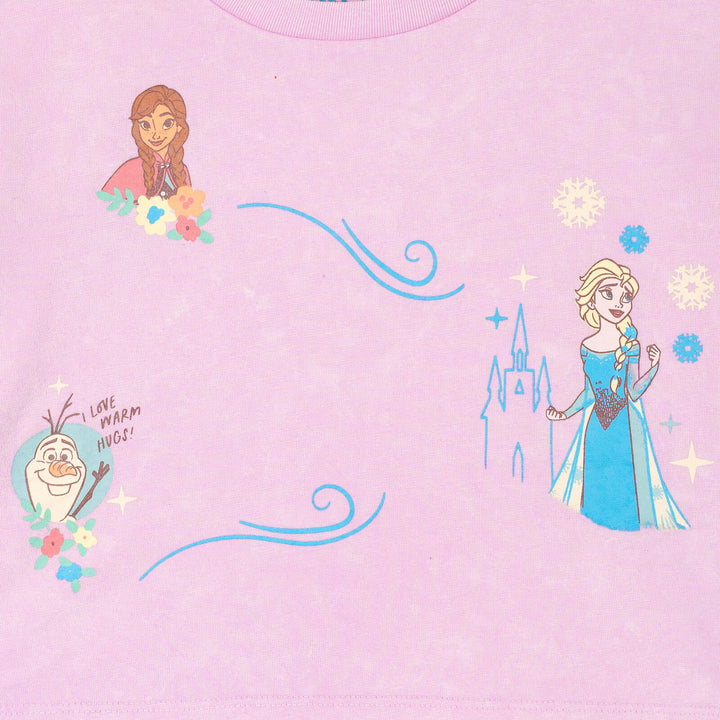 Frozen Girls' 2-Piece Mineral Wash Tee and Skort Set Purple Elsa