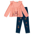 Disney Winnie the Pooh Girls' 2-Piece Top and Denim Pants Set Pink Piglet