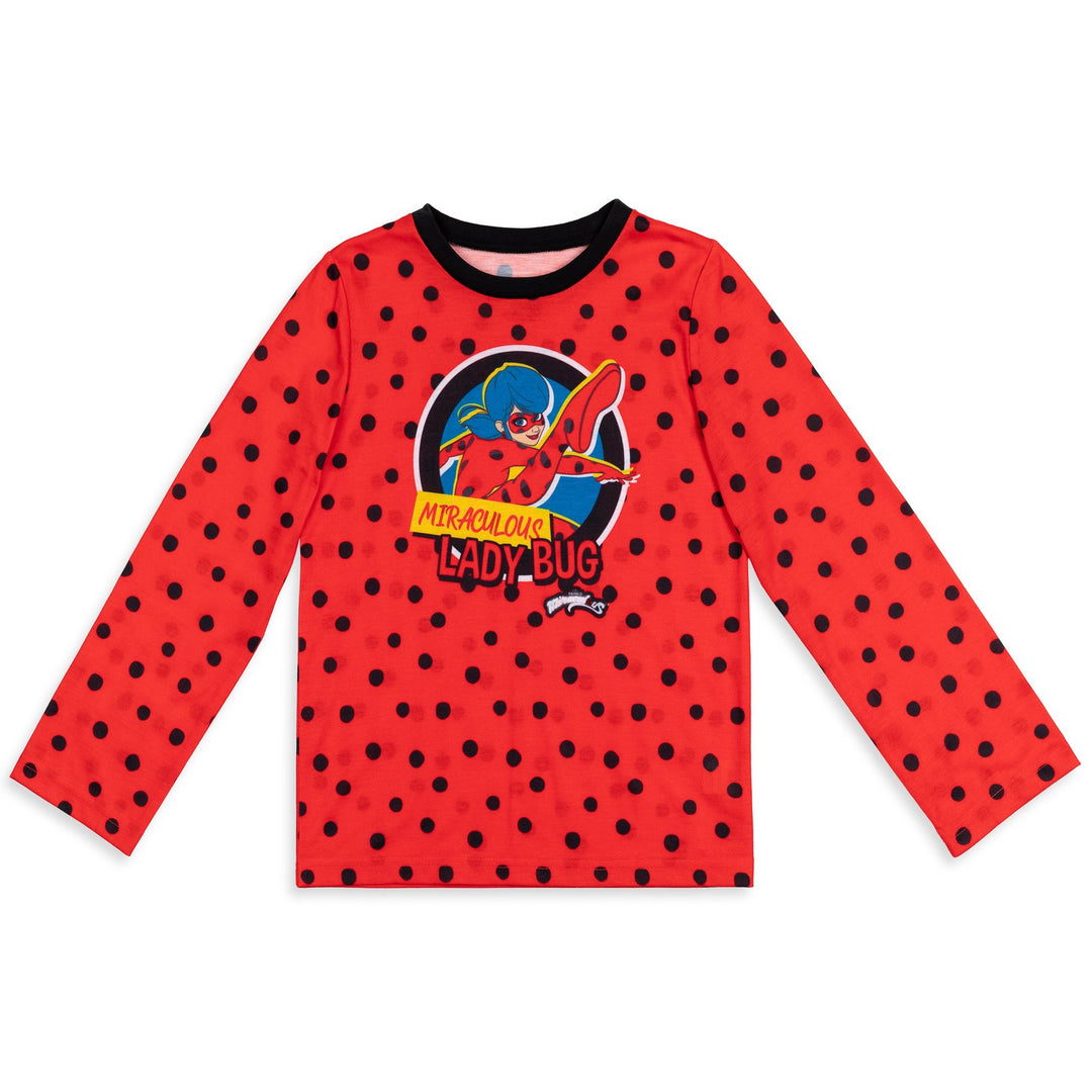 Miraculous Ladybug Girls' Cosplay Pajama Shirt and Pants Set Red