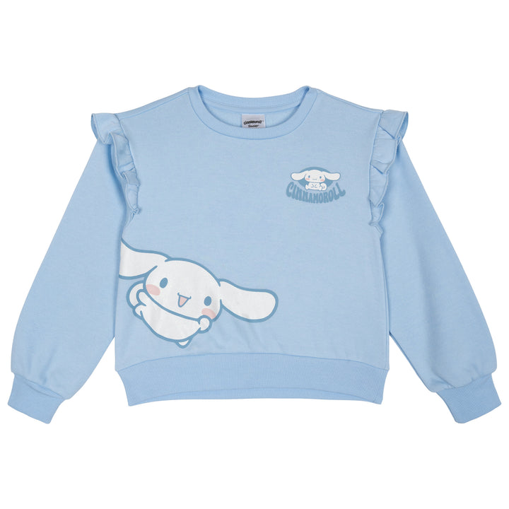Hello Kitty Cinnamoroll Girls' Fleece Sweatshirt and Pleated Skirt Set Blue