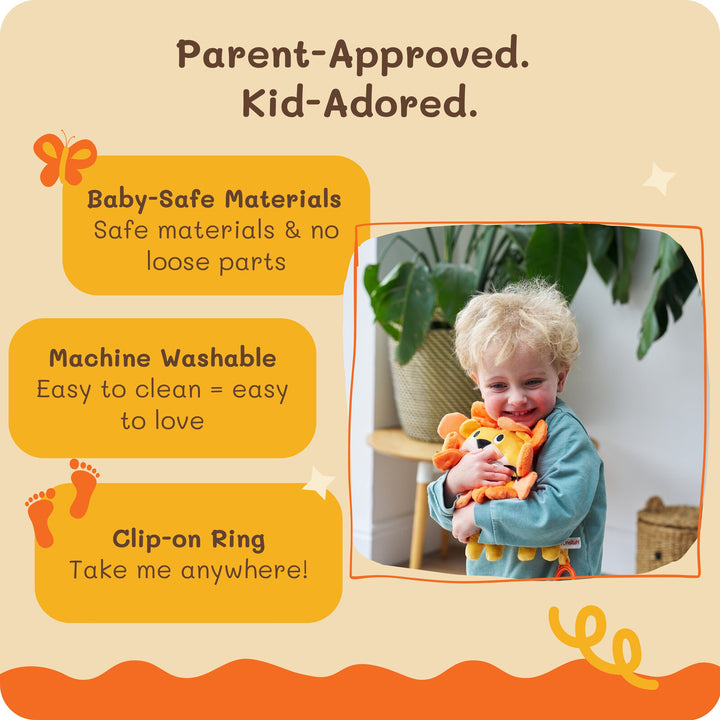 Funstuff Baby Boy or Girl Sensory Friendly Plush Toy Bright Yellow Orange