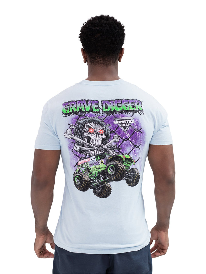 Monster Jam Grave Digger Men's Short Sleeve T-Shirt Sky Blue