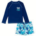 Dreamwave Boys' 2-Piece Swimwear Rash Guard and Swim Trunks Set Navy Teal Mint