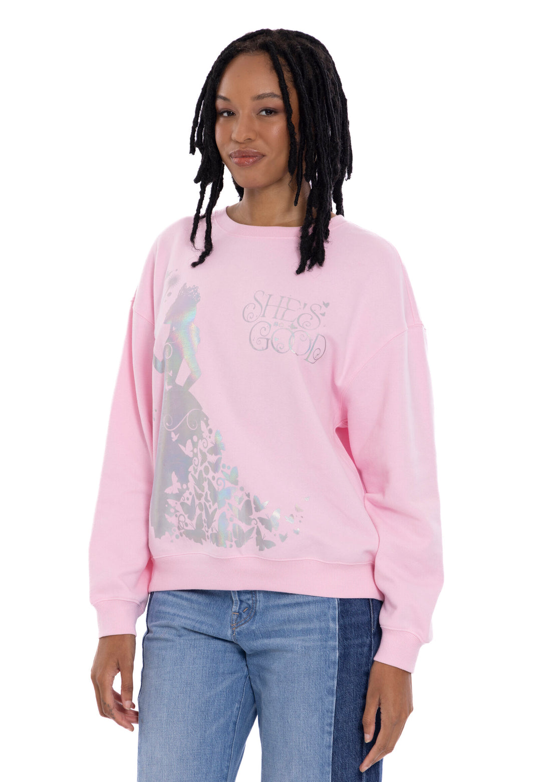 Wicked Glinda Women's Fleece Crewneck Pullover Pink