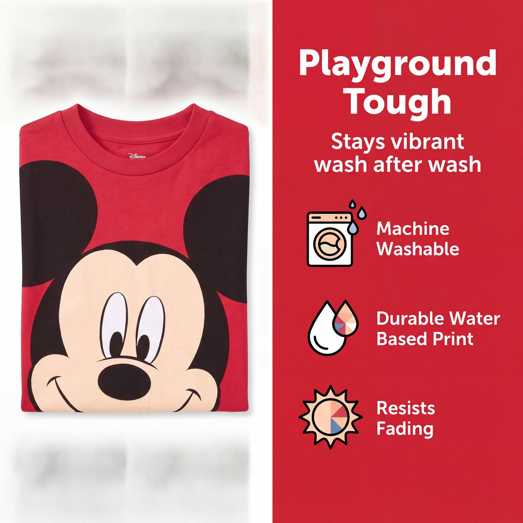 Disney Mickey Mouse Boys' Short Sleeve T-Shirt Bright Red